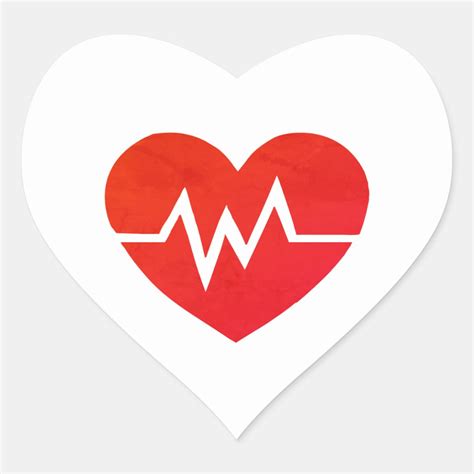 Red Medical Ekg Heart Stickers Zazzle