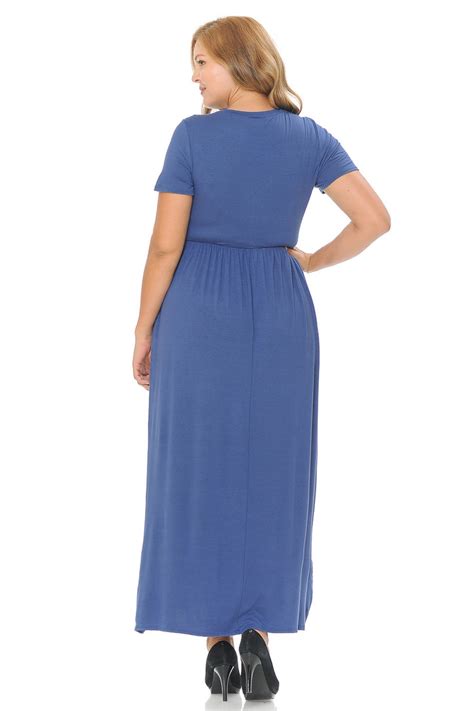 Plus Size Short Sleeve Maxi Dress With Pockets Denim Etsy