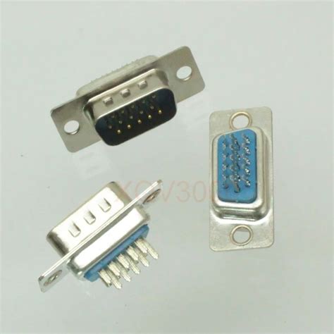 5pcs Vga Socket Db15 Db 15 15 Pin Male Plug D Sub 3 Rows Connector