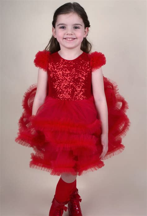 Girls Layered Tulle Dress By Caramelo Kids Red Vintage Pink Or Gold