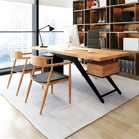 Contemporary Office Desk Rectangular Solid Wood Executive Desks Office