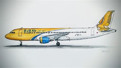 Airbus A320 Gulf Air Drawing Timelapse Youtube