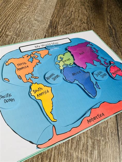 My World Map Learning Continents Preschool And Kindergarten Etsy In