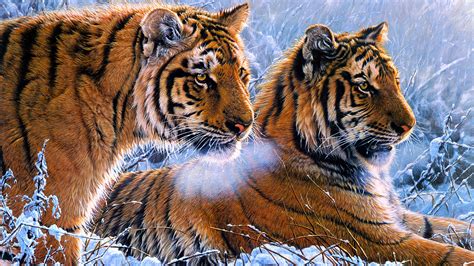 Tigers Oil Paint 4k Wallpapers Wallpapers Hd