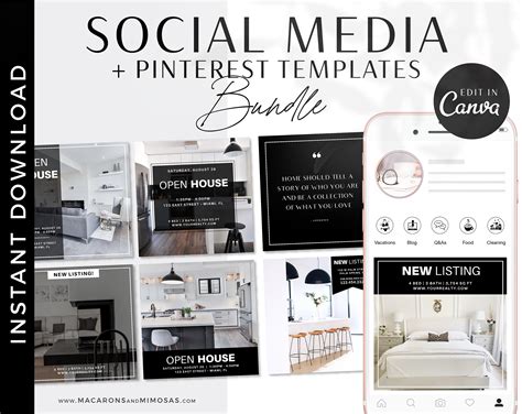 Realtor Instagram Template Bundle For Canva • Macarons And Mimosas