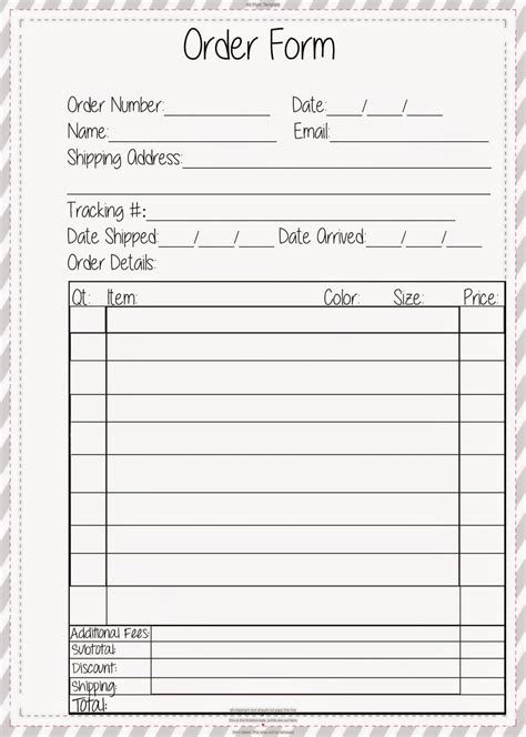 Free Printable Custom Order Form Template Printable Forms Free Online