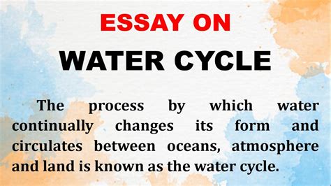 Essay On Water Cycle In English About Water Cycle Youtube