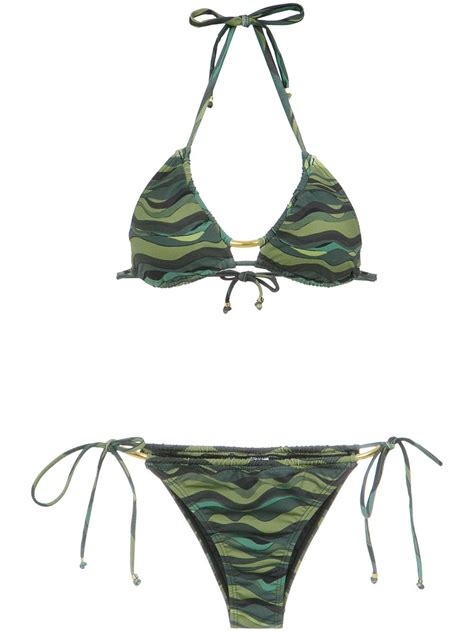 amir slama wave print bikini set farfetch