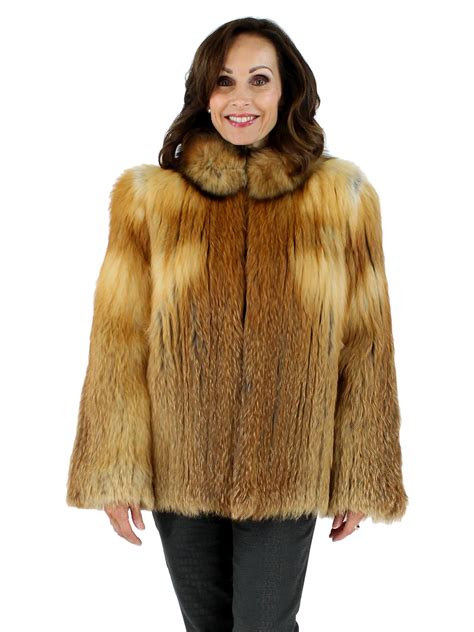 natural red fox fur jacket women s small estate furs