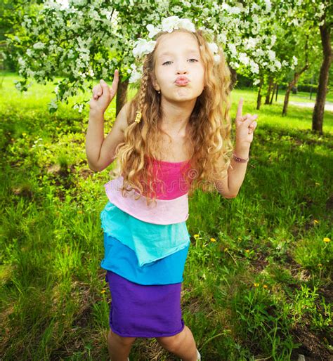 Happy Girl Outdoors Stock Photo Image Of Happy Little 49661776