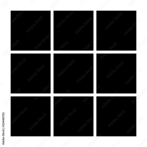 Illustrazione Stock Black Fill No Stroke Square Divided In Nine Parts