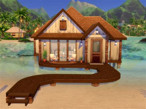 Amily Beach Bungalow Only Using Island Living Game Pack Sims 4 House