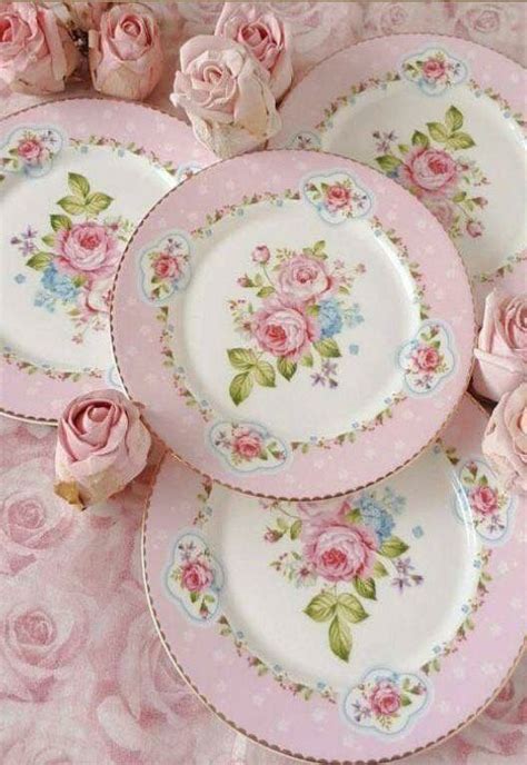 Shabby Chic Rose Plates Shabby Chic Pink Shabby Vintage Cottage