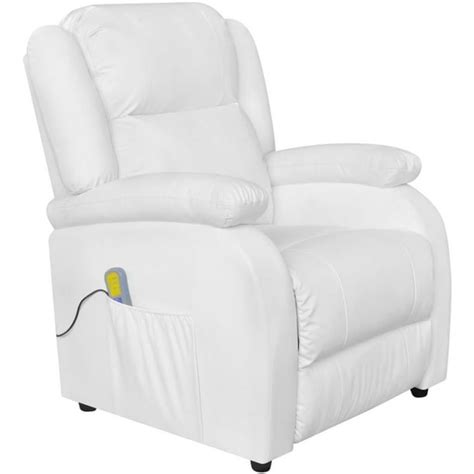 massage recliner chair white faux leather