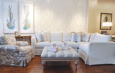 Large White Slipcovered Sectional Beach Style Living Room Los