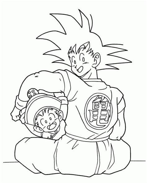 Goku Sentado E Gohan Para Colorir Imprimir E Desenhar Colorir Me The