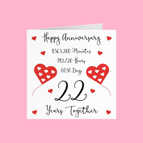 22nd Wedding Anniversary Card 22 Years Together Happy Etsy