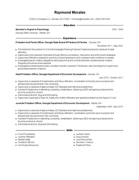 Probation And Parole Officer Resume Examples And Tips Zippia