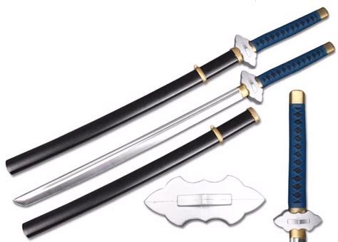 39 Spark Foam Samurai Sword Blueblack Handle W Decorative Tsuba Scabbard
