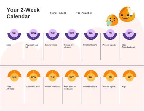 2 Week Calendar Template Venngage