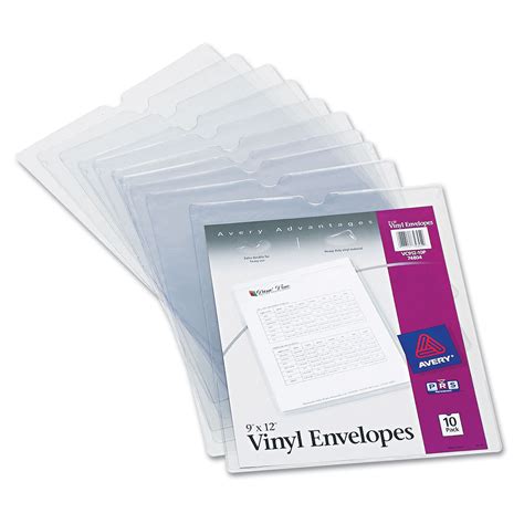 Avery Ave74804 Top Load Clear Vinyl Envelopes Wthumb Notch 9 X 12