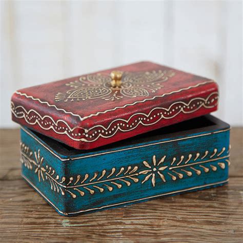 Antique Style Handpainted Wooden Trinket Box By Paper High