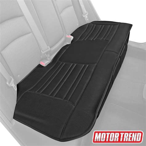 motor trend universal car seat cushion for rear bench padded black faux leather seat cover for