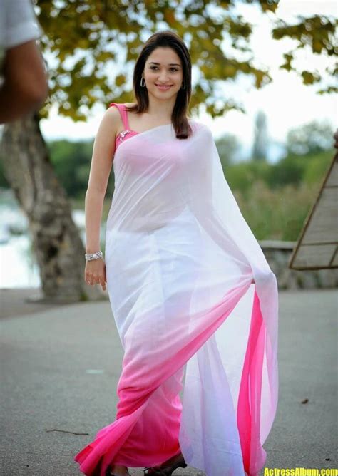 Tamanna Bhatia Images In White Saree Actress Album