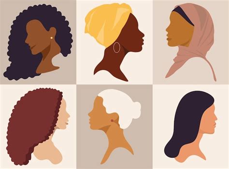 Premium Vector Female Diverse Faces Of Different Ethnicity Pattern