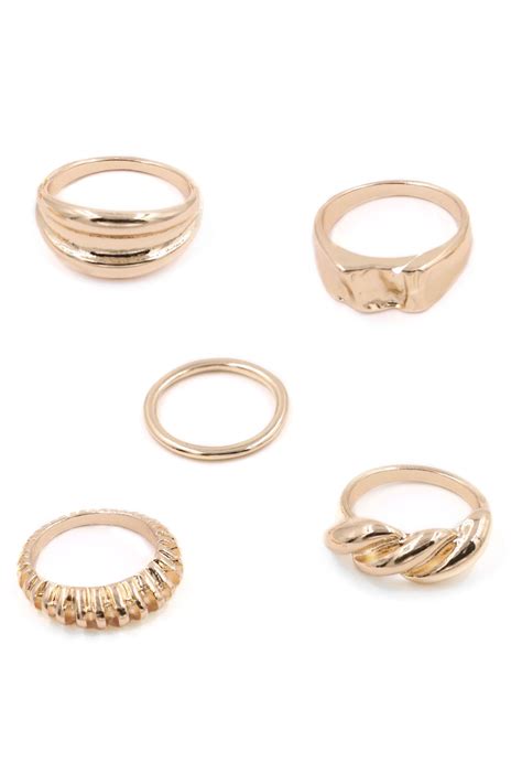 Worn Gold Metal Ring Set Rings