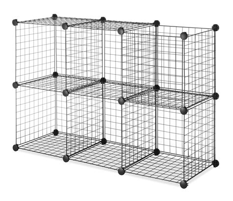 Whitmor Storage Cubes Stackable Interlocking Wire Shelves Black