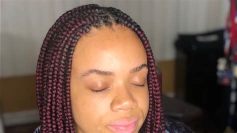 The finished braided hairstyle will vary depending on your hair type and thickness, but the man braid is a modern, trendy look that suits most face shapes. Burgundy Knotless Box Braids On THICK Hair + My Fave ...