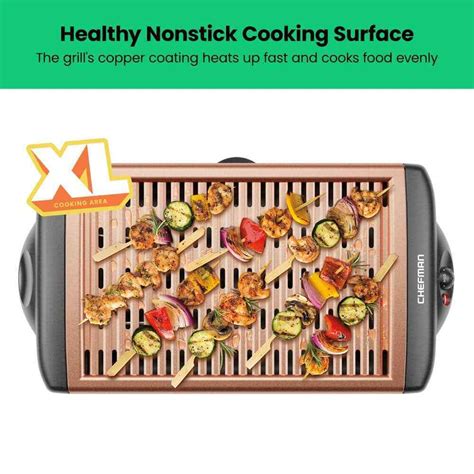 Chefman Electric Copper Smokeless Indoor Grill With Non Stick Cooking
