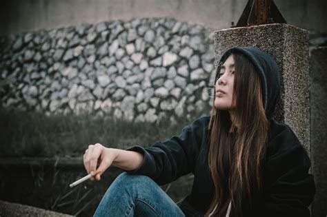 Premium Photo Portrait Of Addict Drug Asian Womanalcoholic Woman Concept