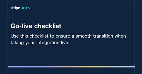 Go Live Checklist Stripe Documentation