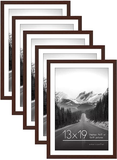 Americanflat 13x19 Picture Frame In Mahogany Displays 11x17 With Mat
