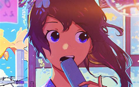 Be24 Girl Face Anime Art Illustration Flare Wallpaper