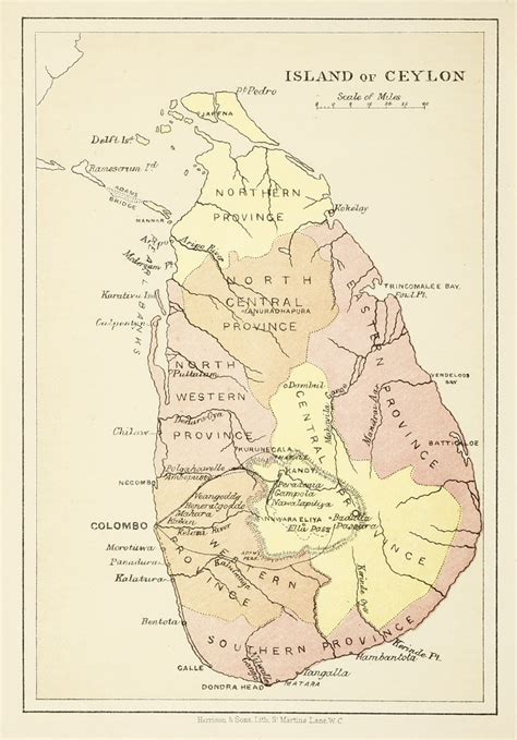 Island Of Ceylon Sri Lanka Antique Print Map Room