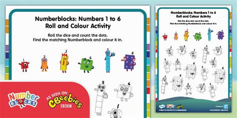 👉 Numberblocks Numbers 1 To 6 Roll And Colour Worksheet