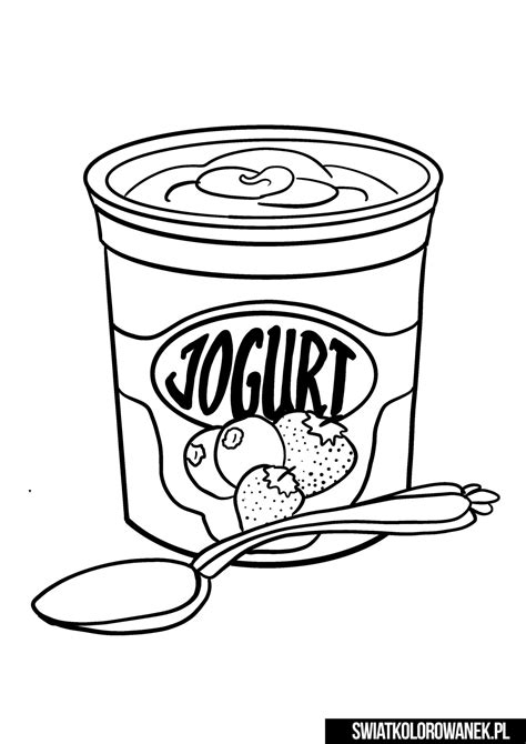 Jogurt I łyżeczka Do Pokolorowania Darmowe Kolorowanki Do Druku
