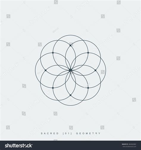 Sacred Geometry Lotus Flower Mandala Ornament Stock Vektorgrafik