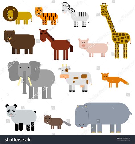 Big Set Animals Lion Tiger Zebra 库存矢量图（免版税）576086101 Shutterstock