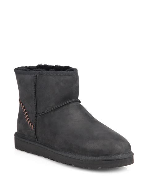 Ugg Classic Short Leather Boots In Black For Men Lyst