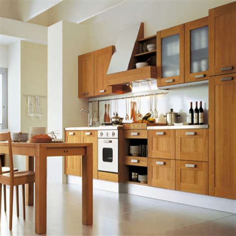 Modern Simple Style Light Brown Wooden Kitchen Cabinet In Kitchen