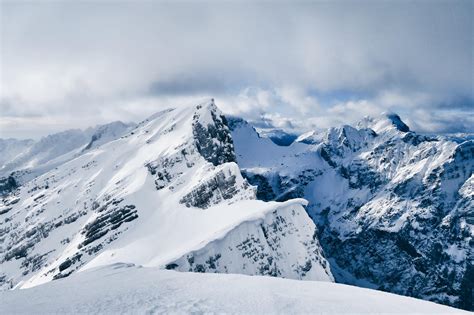 Montanhas Papel De Parede Neve Pico Inverno Paisagem Hd Widescreen
