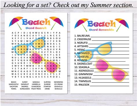 Beach Word Scramble Game Beach Party Game Printable Beach Etsy