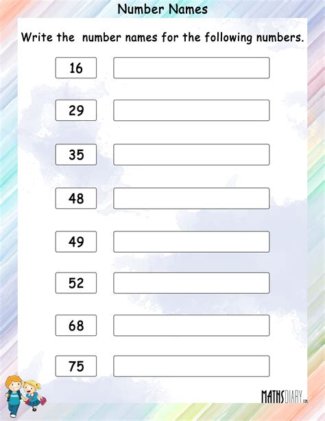 Write Number Names For Given Numbers Math Worksheets