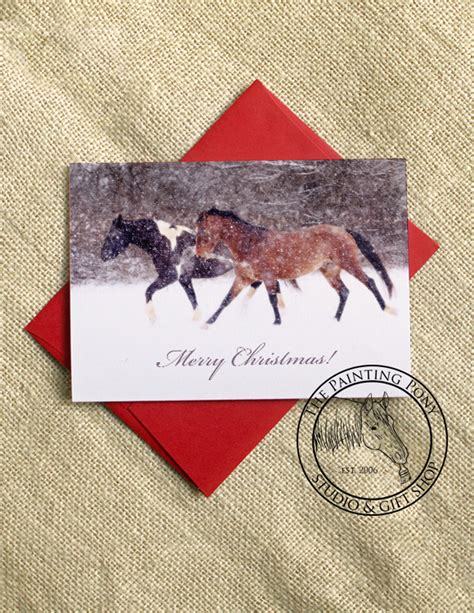 Snowy Galloping Horses Christmas Cards 10 Pk The Painting Pony