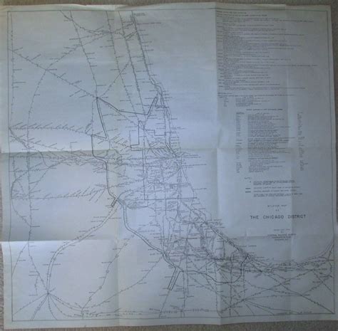 23 X 42 1942 Railroad Map Chicago District Sowing All Railways