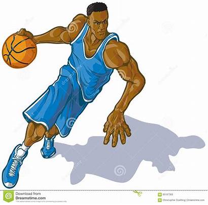 Cartoon Basketball Player Dribbling Clip Male Ball